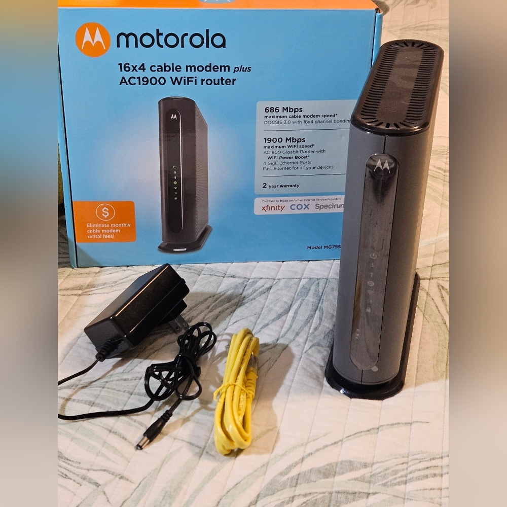 Motorola 16x4 cable modem plus ac1900 router model MG7550